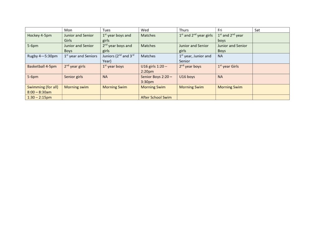 Extra Curricular Info | Newpark Comprehensive School, Dublin, Ireland