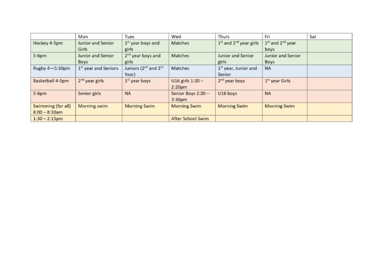 Extra Curricular Info | Newpark Comprehensive School, Dublin, Ireland